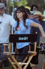 ZOOEY DESCHANEL on the Set of 