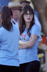 ZOOEY DESCHANEL on the Set of 