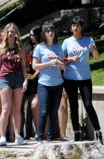 ZOOEY DESCHANEL on the Set of 