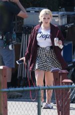 ABIGAIL BRESLIN on the set of 