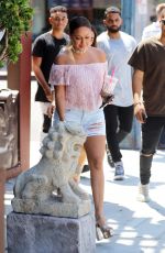 ADRIENNE BAILON in Ripped Shorts Out in Beverly Hills 08/28/2016