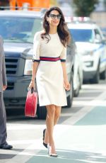 AMAL CLOONEY in a Gucci Dress Out in New York 09/20/2016