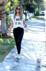ASHLEY TISDALE Walks Her Dog Out in Los Angeles 09/08/2016