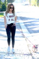 ASHLEY TISDALE Walks Her Dog Out in Los Angeles 09/08/2016