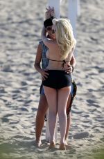 COURTNEY STODDEN Kissing a Mystery Woman on the Beach in Los Angeles 09/15/2016