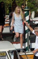DAKOTA FANNING Leaves Hotel Excelsior in Venice 09/02/2016
