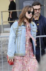 DAKOTA JOHNSON Leaves Gucci Fashion Show at Milan Fashion Week 09/21/2016