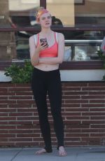 ELLE FANNING in a Sports Bra Out in Studio City 09/18/2016