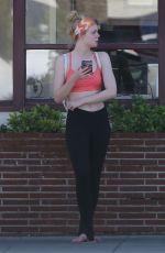 ELLE FANNING in a Sports Bra Out in Studio City 09/18/2016
