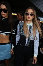 GIGI and BELLA HADID Leaves Versace Fashion Show at Milan Fashion Week 09/23/2016