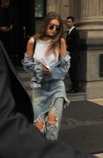 GIGI HADID in RIpped Jeans Out and About in Milan 09/21/2016