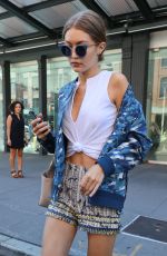 GIGI HADID in Shorts Out and About in New York 09/14/2016