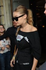 GIGI HADID Leaves Her Hotel in Milan 09/22/2016
