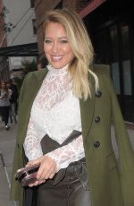 HILARY DUFF Leaves Tribeca Hotel in New York 09/28/2016