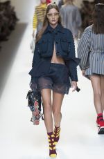 JOSEPHINE SKRIVER on the Runway at Fendi Fashion Show in Milan 09/22/2016