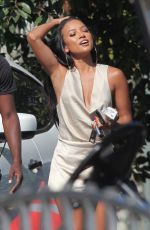 KARREUCHE TRAN on the Set of Extra in Universal City 09/06/2016