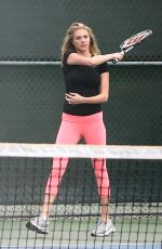 KATE UPTON Playing Tennis in Santa Monica 09/20/2016
