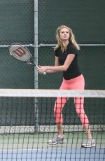 KATE UPTON Playing Tennis in Santa Monica 09/20/2016