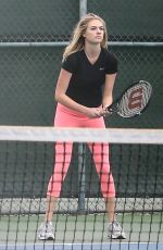 KATE UPTON Playing Tennis in Santa Monica 09/20/2016