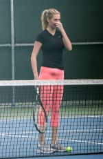 KATE UPTON Playing Tennis in Santa Monica 09/20/2016