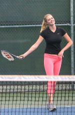 KATE UPTON Playing Tennis in Santa Monica 09/20/2016