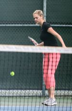 KATE UPTON Playing Tennis in Santa Monica 09/20/2016