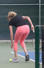 KATE UPTON Playing Tennis in Santa Monica 09/20/2016