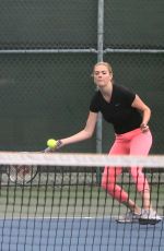 KATE UPTON Playing Tennis in Santa Monica 09/20/2016