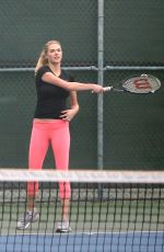 KATE UPTON Playing Tennis in Santa Monica 09/20/2016