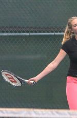 KATE UPTON Playing Tennis in Santa Monica 09/20/2016