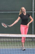 KATE UPTON Playing Tennis in Santa Monica 09/20/2016