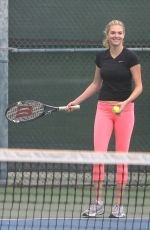 KATE UPTON Playing Tennis in Santa Monica 09/20/2016