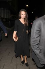 KEIRA KNIGHTLEY Leaves 34 Restaurant in London 09/26/2016