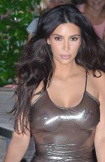 KIM KARDASHIAN in Sheer Dress Leaves Her Hotel in New York 09/06/2016