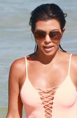 KOURTNEY KARDASHIAN in Swimsuit oat a Beach in Miami 09/17/2016