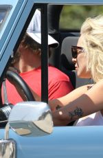 LADY GAGA Driving Her Ford Bronco Out in Malibu 09/04/2016