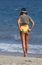 LEA MICHELE in Swimsuit on the Set of a Photoshoot on the Beach in Malibu 09/01/2016