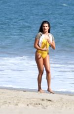 LEA MICHELE in Swimsuit on the Set of a Photoshoot on the Beach in Malibu 09/01/2016