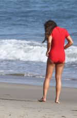 LEA MICHELE in Swimsuit on the Set of a Photoshoot on the Beach in Malibu 09/01/2016