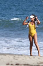 LEA MICHELE in Swimsuit on the Set of a Photoshoot on the Beach in Malibu 09/01/2016