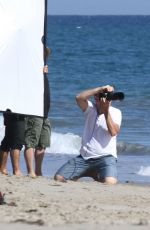 LEA MICHELE in Swimsuit on the Set of a Photoshoot on the Beach in Malibu 09/01/2016