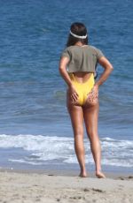 LEA MICHELE in Swimsuit on the Set of a Photoshoot on the Beach in Malibu 09/01/2016