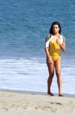 LEA MICHELE in Swimsuit on the Set of a Photoshoot on the Beach in Malibu 09/01/2016