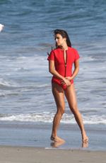 LEA MICHELE in Swimsuit on the Set of a Photoshoot on the Beach in Malibu 09/01/2016