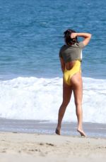 LEA MICHELE in Swimsuit on the Set of a Photoshoot on the Beach in Malibu 09/01/2016