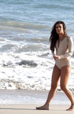 LEA MICHELE in Swimsuit on the Set of a Photoshoot on the Beach in Malibu 09/01/2016