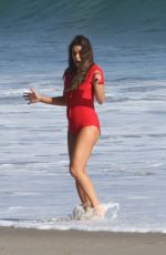 LEA MICHELE in Swimsuit on the Set of a Photoshoot on the Beach in Malibu 09/01/2016