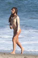 LEA MICHELE in Swimsuit on the Set of a Photoshoot on the Beach in Malibu 09/01/2016