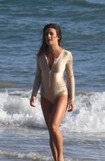 LEA MICHELE in Swimsuit on the Set of a Photoshoot on the Beach in Malibu 09/01/2016