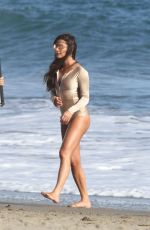 LEA MICHELE in Swimsuit on the Set of a Photoshoot on the Beach in Malibu 09/01/2016